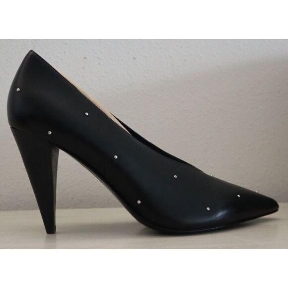 ALLSAINTS 34WF801P Women's Sz 9M Black Adrianna Leather Studded Heels Pumps - Picture 8 of 13